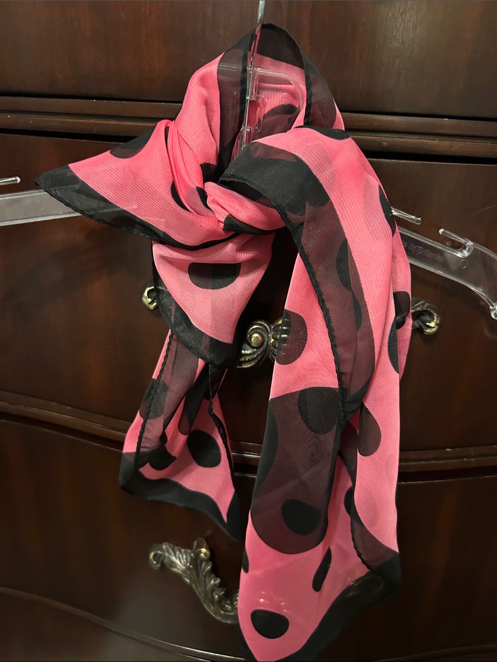 Pink Polka Dot Sheer Scarf - Women's Fashion Accessory